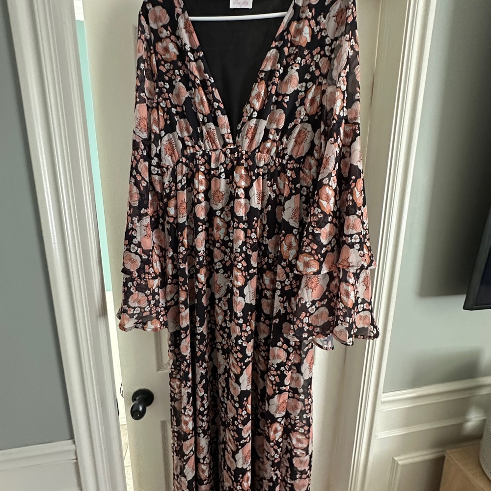 Floral Maxi Dress with Bell Sleeves